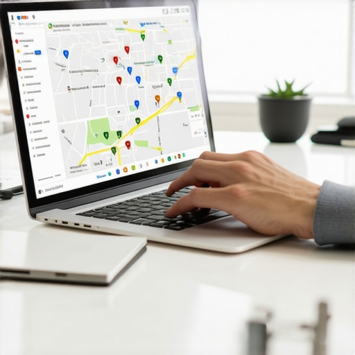 Person reviewing local SEO data on a laptop, focusing on Google Maps insights.