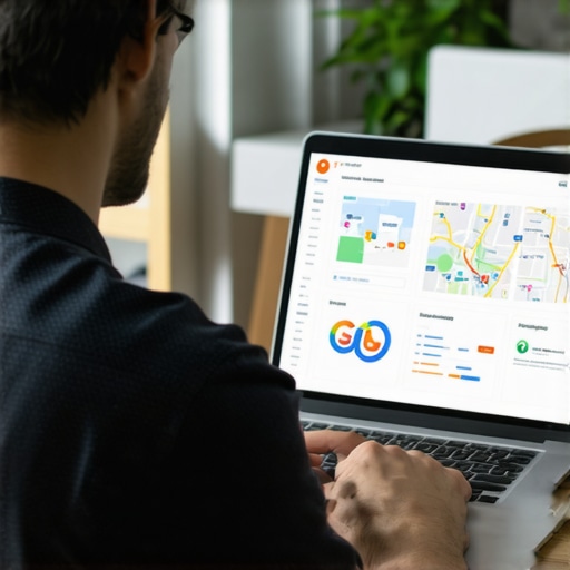A person analyzing Fort Worth local SEO data on a laptop with charts and Google Maps