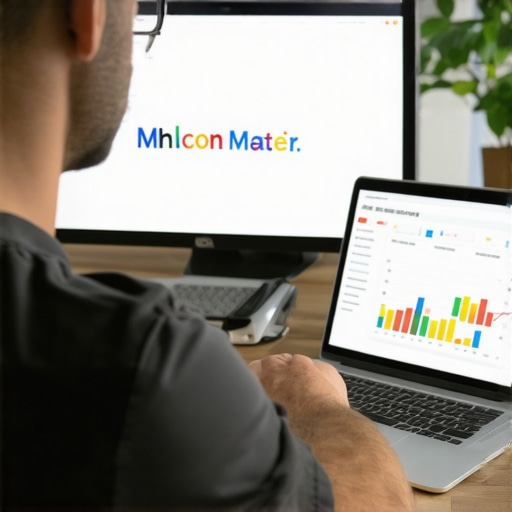 Business owner working on Google My Business profile for local SEO