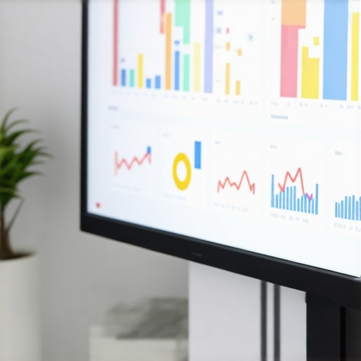 A person managing SEO tools and analytics on a computer in a modern office environment