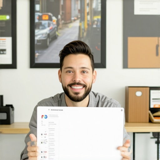 Business owner optimizing Google My Business profile with photos and information in Fort Worth.