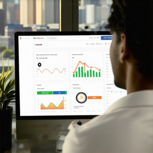 Digital marketer reviewing SEO analytics with Fort Worth cityscape