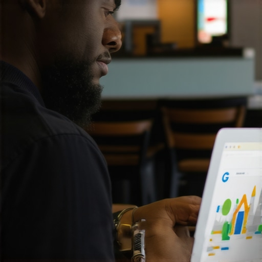 Business owner optimizing Google My Business profile amidst Fort Worth landmarks