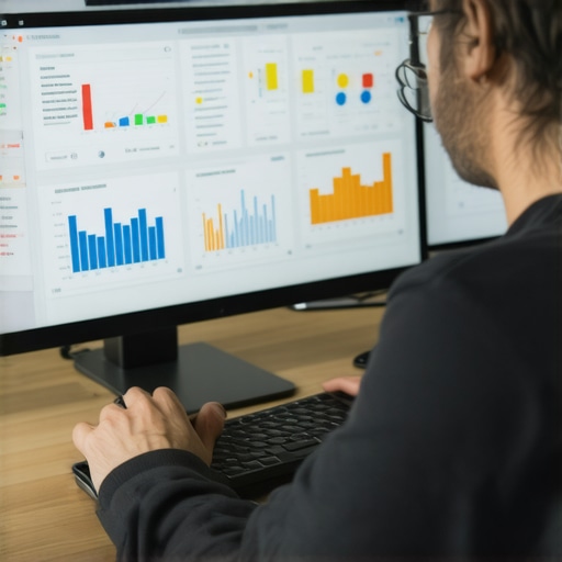 Person analyzing local SEO data on a laptop with charts and graphs