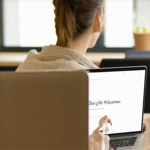Fort Worth business owner editing Google My Business profile on a computer.