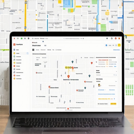 Laptop screen displaying local SEO analytics with Fort Worth city map