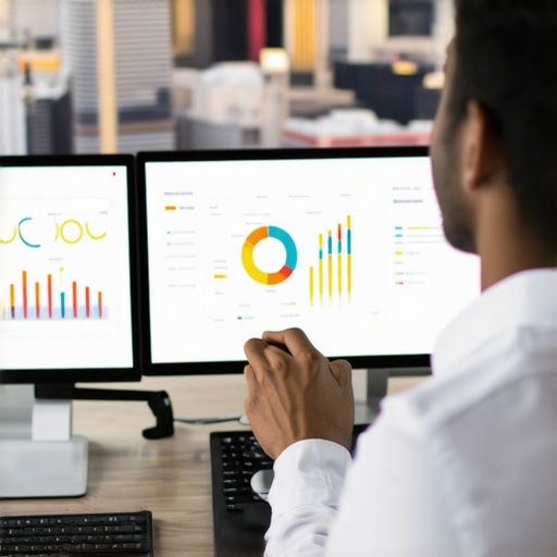 A person analyzing local SEO data on screens with Fort Worth in background.