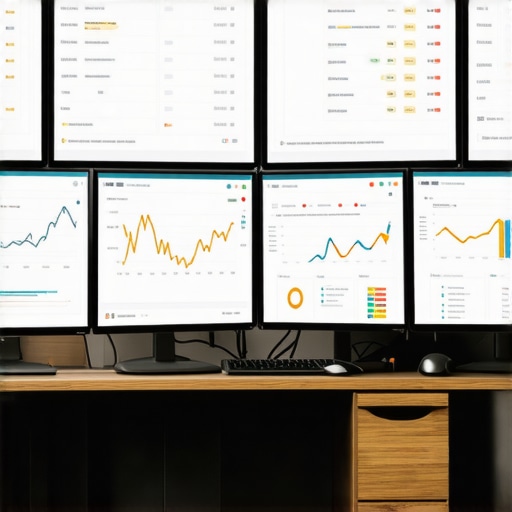SEO Tools Workspace for Local Ranking A professional workspace showing multiple screens with SEO analytics, citation dashboards, and rank tracking tools.